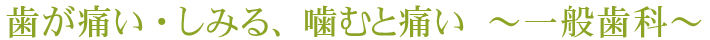 歯が痛い・しみる、噛むと痛い　～一般歯科～