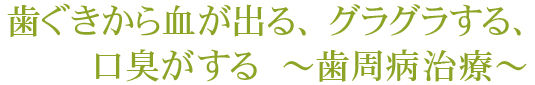 歯ぐきから血が出る、グラグラする、口臭がする　～歯周病治療～